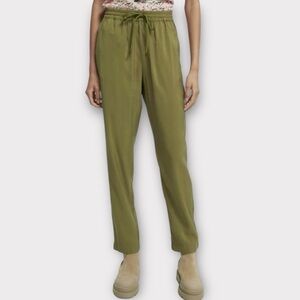 NWT Scotch & Soda Women's Pull On Straight Leg Drawstring Viscose Pants Green Lg
